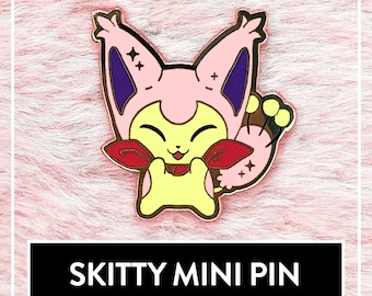 Skitty Hard Enamel Pin - Cute Mystery Dungeon Cat Fanart Pin