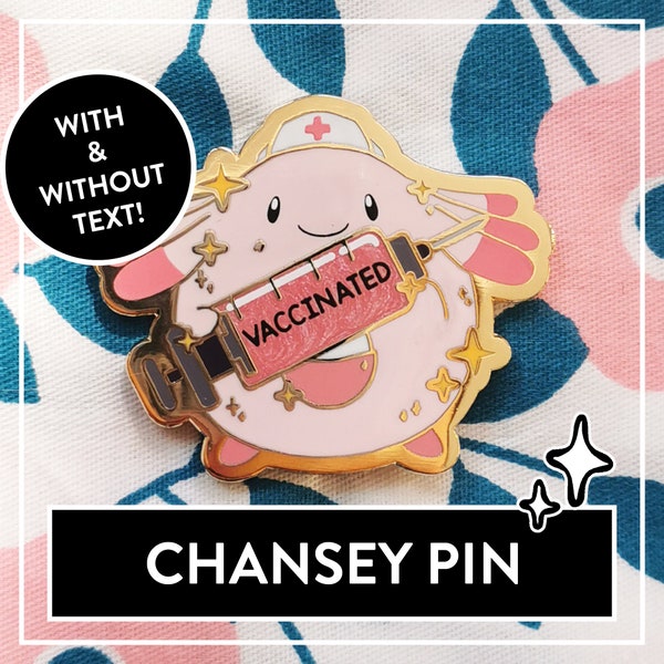 Nurse Chansey Enamel Pin - Vaccinated, Insulin, Blanko - Cute hard enamel pin with pearlescent details
