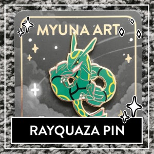 Myunas XXL Rayquaza Pin – Großer Fanart Himmelsdrachen Legendär Hard Enamel Pin mit 4 Pinnadeln