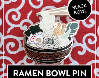 Ramen Noodle Bowl Enamel Lapel Pin – 1 Inch Collectible Pin With Rubber & Metal Backs