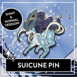 Pin de fan art de Suicune de Pokémon con detalles nacarados: versión brillante y normal Pin de esmalte duro legendario