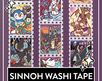 Süßes Pokemon Stamp Washi Tape "Greetings from Sinnoh" - niedliches Washi zum Dekorieren von Scrapbooks & mehr