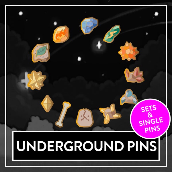 Pokemon Diamant, Perl, Platin Fanart Untergrund Mineralien und Items Mini Pins, Pin Set, süße Boardfiller Pins