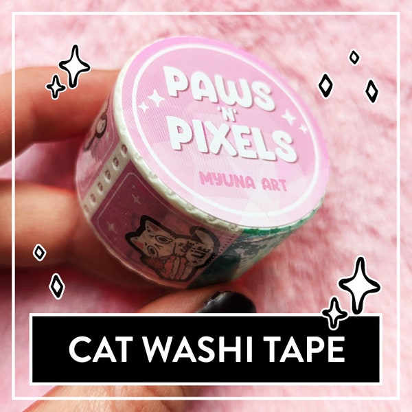 Süßes Paws'n'Pixels Stamp Washi Tape - niedliches Washi zum Dekorieren von Scrapbooks & mehr