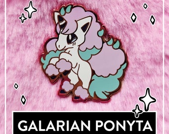 Galarian Ponyta Hard Enamel Pin (normal & shiny) – Cute Rose Gold Pin + HOLO Sticker Upgrade (optional)