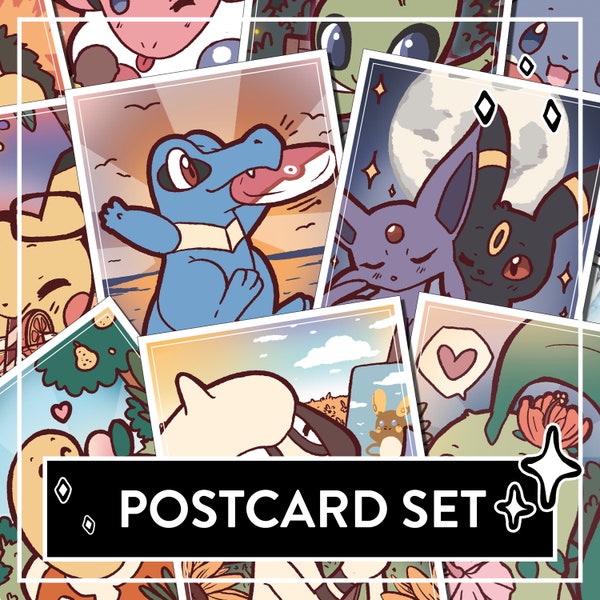 LIMITED EDITION - Pokemon Johto Holiday Postkarten Set - süßes Postkarten Bundle mit niedlichen Motiven