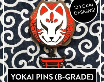 2. WAHL (B-Grades) – Myunas Japanische Yōkai Hard Enamel Anhänger Pins – Pins mit modern-traditionellem, japanischen Design