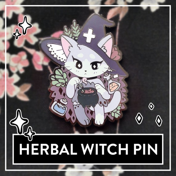Myunas Herbal Witch Pin - Little Witch Acatemia Cat Witch Pins, süße Kräuter Trank Katzen Hexen Pin, niedliche Witchy Hard Enamel Talisman