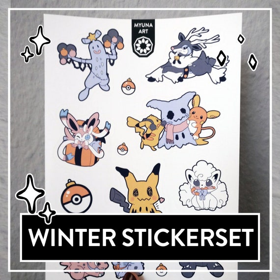 Pokemon Winter Sticker Set Pokemon Stickers, Winter Pokemon Sticker Set,  Pokemon Decals, Cute Pokemon Stickers 