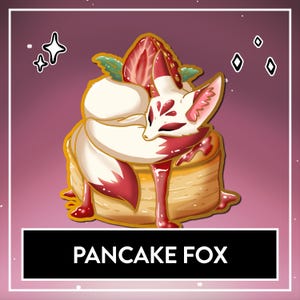 Pancake Fox Kitsune OC Pin - Cute Animal Original Art Pin