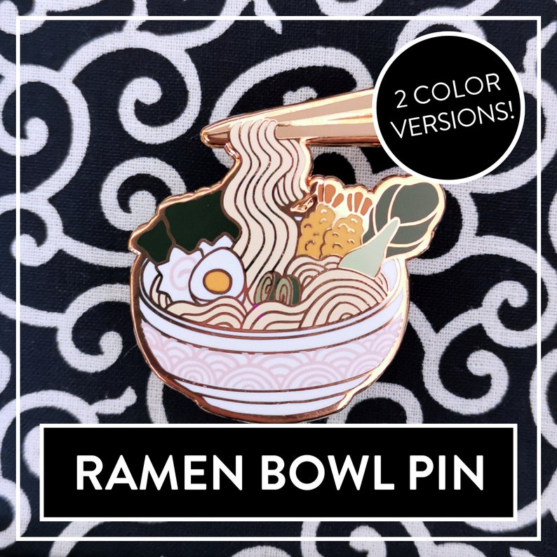 Myuna's Ramen Bowl Pin – Cute Japanese Culture Hard Enamel Pin for Ramen & Noodle Soup Lovers 