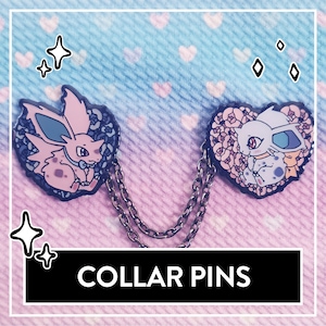 Myuna&#39;s cute Nidoran Collar Pins with detachable chain - Lovely Floral Chibi Pins, Love Pins, Lovebirds Pins for Ita Bags etc.