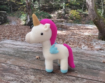 Crochet Unicorn, Robin the Unicorn, Animal Friends Of Picapau, Handmade Unicorn, Amigurumi Unicorn, Crochet Stuffed Toy, Handmade Toy