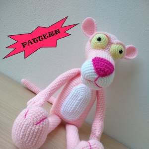 Pink Panther - PDF Amigurumi Crochet Pattern by Katerina&#39;s Crafty Corner