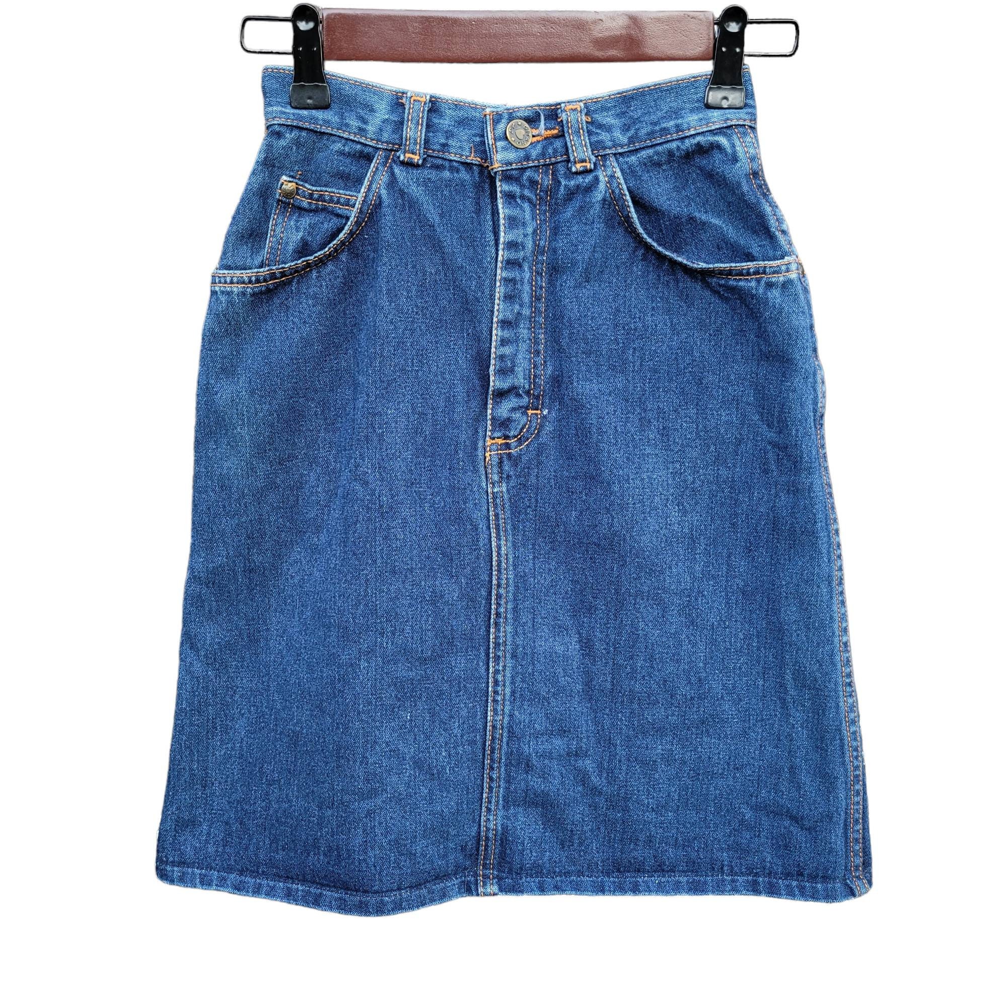 Sicily Belted Denim Skirt-Vintage
