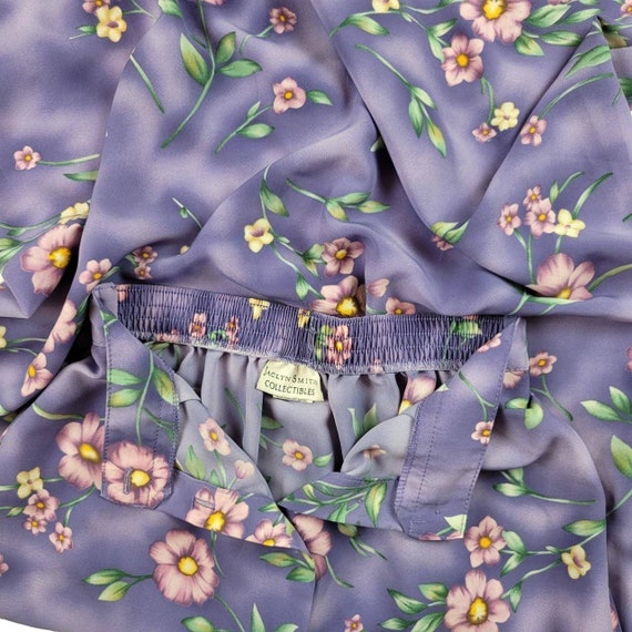 80's Vintage Floral Print Pleated Button Down Max… - image 8
