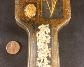 Retro Lucite Spoon Rest Dried Flowers Seeds Brown Yellow Orange 6 Inch Holder Vintage Seventies Stye Kitchen Decor American 1970 39 s USA