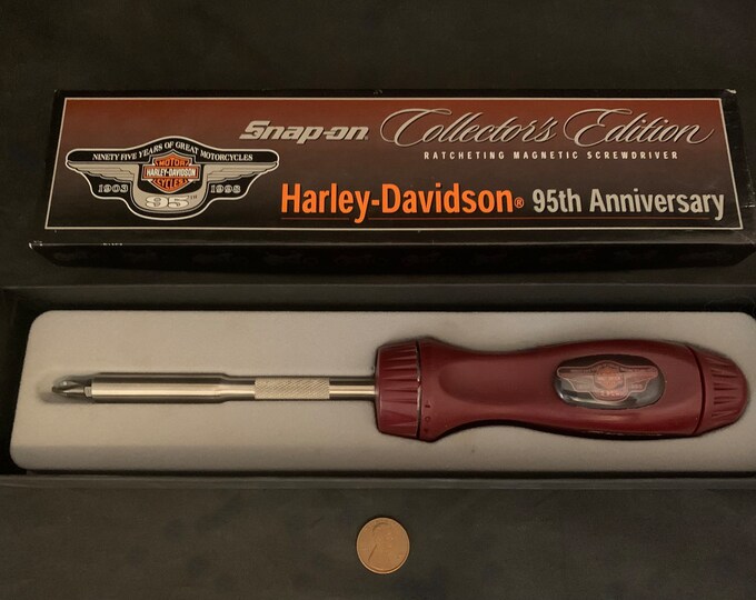 Vintage Snapon Harleydavidson Screwdriver Ratcheting With 5 Bits 95th Anniversary