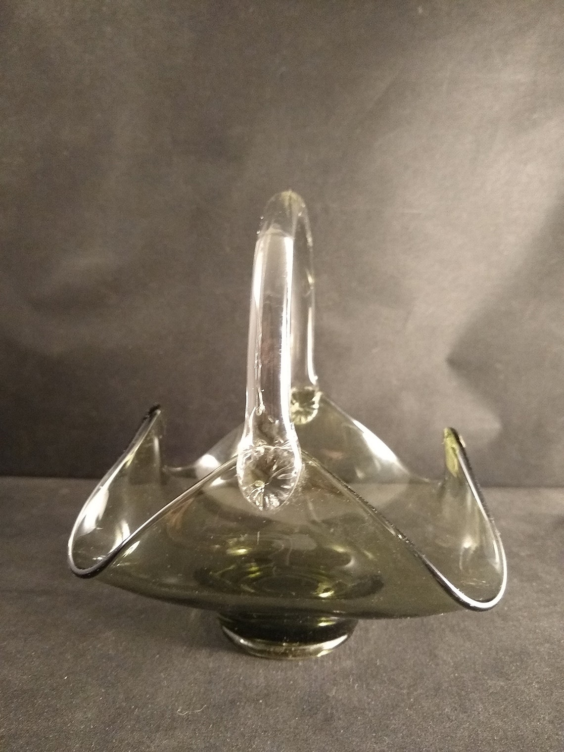 Midcentury Modern Candy Dish Art Glass Basket Viking Gray Etsy