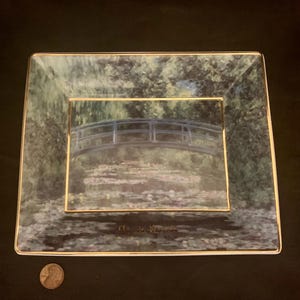 Goebel Decorative Porcelain Tray Claude Monet &quot;Japanese Footbridge&quot; Painting 8 X 6 Inch Goebel Artis Orbis 1990&#39;s German Germany