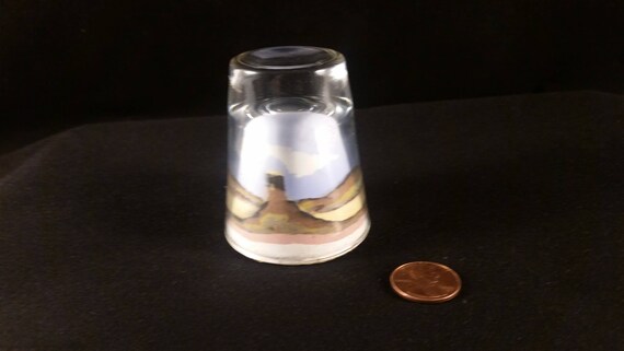 Vintage Desk Office Supplies Paperweight Shot Glass Sand Art Etsy