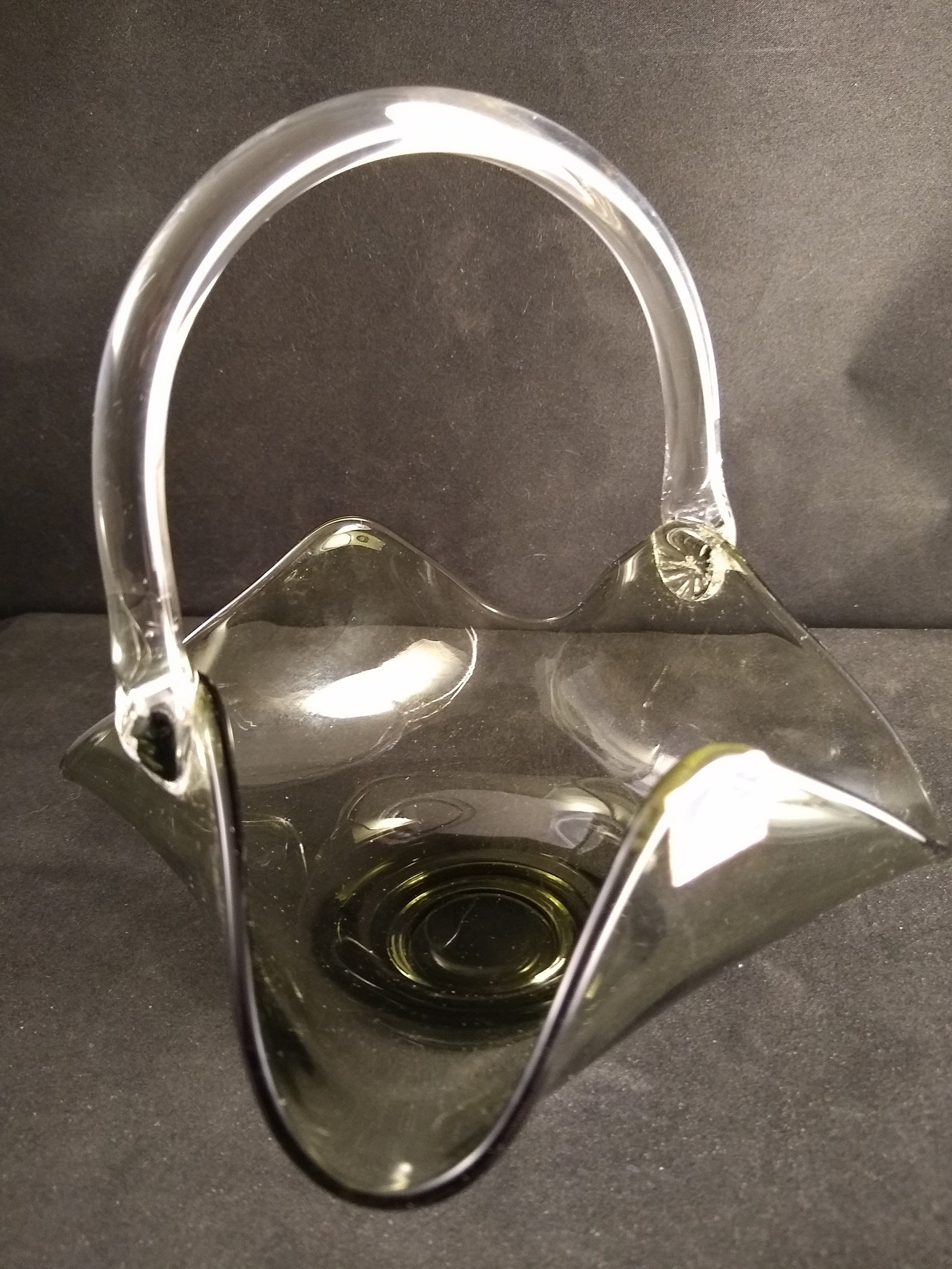 Midcentury Modern Candy Dish Art Glass Basket Viking Gray Etsy