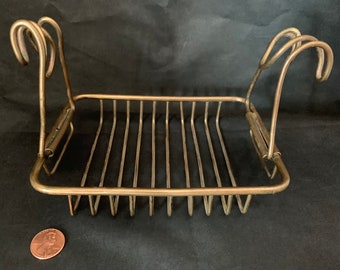 Antique Soap Holder Art Brass Co. N.Y. Retro Sculpted Thick Wire Handles Stamped PAT MAR 1 - 10 Art Deco Bathroom 1910's American USA