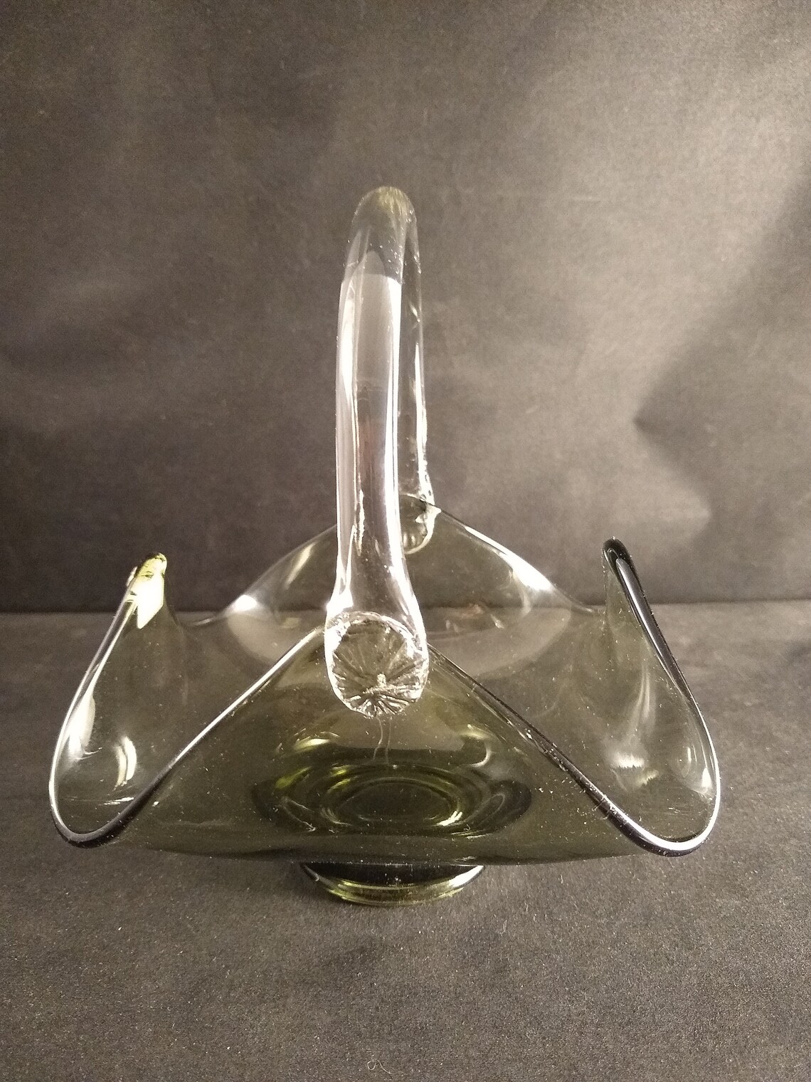 Midcentury Modern Candy Dish Art Glass Basket Viking Gray Etsy