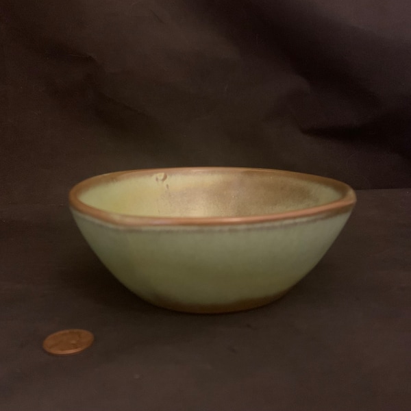 Frankoma Pottery Cereal Bowl Mid-Century Plainsman Prairie Green 5 1/2 Inch Diameter Marked 5X or SX Retro Dining 1960's American USA