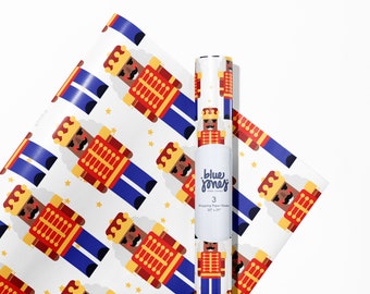 Black Nutcracker Luxury Christmas Wrapping Paper - African American Nutcracker Christmas Gift Wrap Sheets