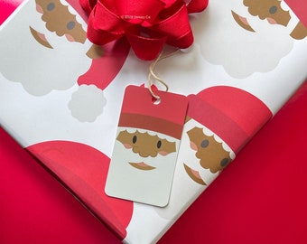 Black Santa Claus Luxury Christmas Wrapping Paper - African American Santa Christmas Gift Wrap Sheets