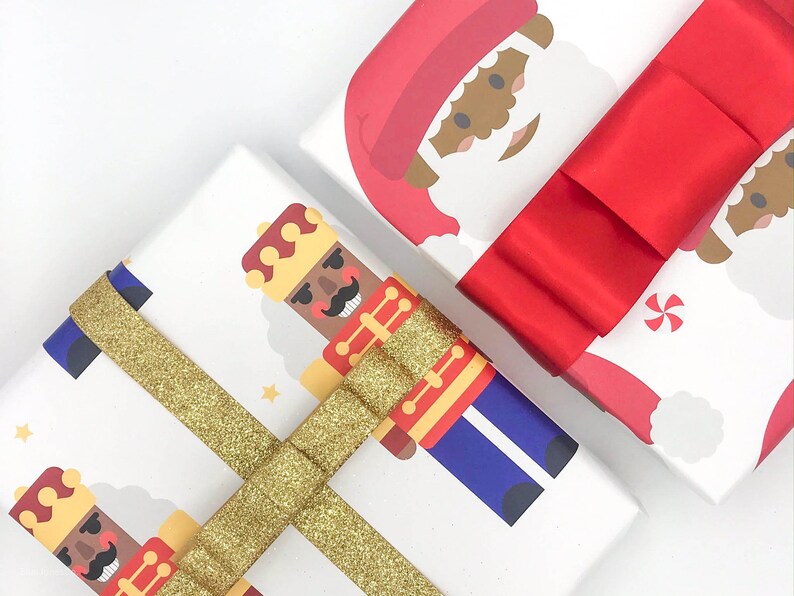 Black Nutcracker Luxury Christmas Wrapping Paper African Etsy