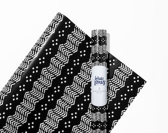 Black White Pattern Luxury Wrapping Paper Sheets, Birthday Gift Wrap, Wall Art Prints, Black and White Mud Cloth Gift Wrap Sheets