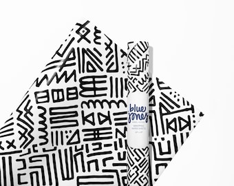 Tribal Luxury Wrapping Paper Sheets, Birthday Gift Wrap, Wall Art Prints, Black and White Pattern Gift Wrap Sheets