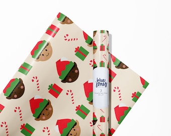 Black Santa's Elf Luxury Christmas Wrapping Paper - African American Elf Christmas Gift Wrap Sheets