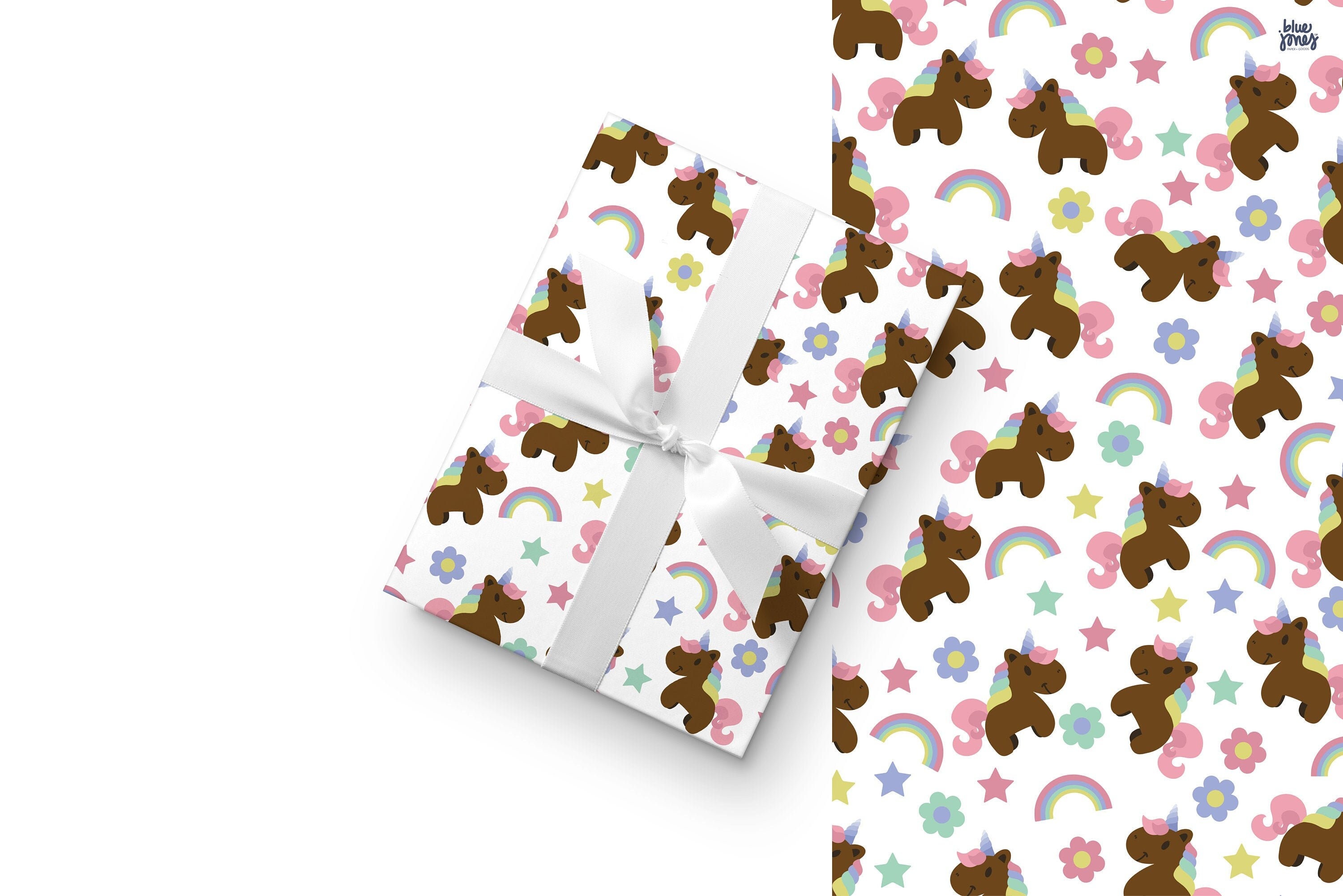 Brown Unicorn Girl Power Luxury Birthday Wrapping Paper - Etsy