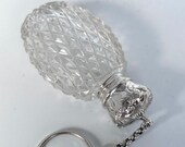 Antique Small Cut Crystal Chatelaine Perfume Bottle - circa 1900s