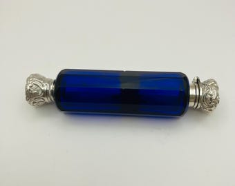 Small Antique Victorian Bristol Blue Double Ended Perfume Bottle circa 1890’s