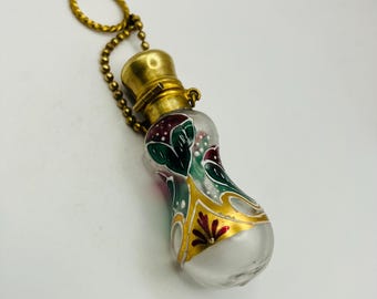 Antyczna butelka na perfumy Moser Chatelaine - około 1900 roku