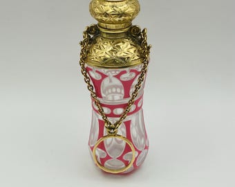 Wspaniały antyczny flakon perfum w stylu boho z nakładką z około 1890 roku