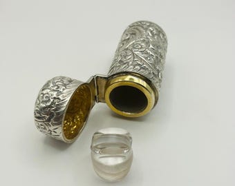 Antyczny, solidny srebrny flakon na perfumy – Birmingham 1893