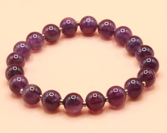Glimmering Amethyst Crystal Bracelet - A Perfect Gift for the Special Woman. Stretchy and Available in Multiple Lengths