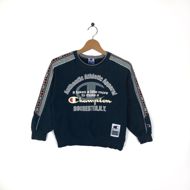 RARE!! Vintage Champion Side Tape Embroidery Big Logo Kids Sweatshirt