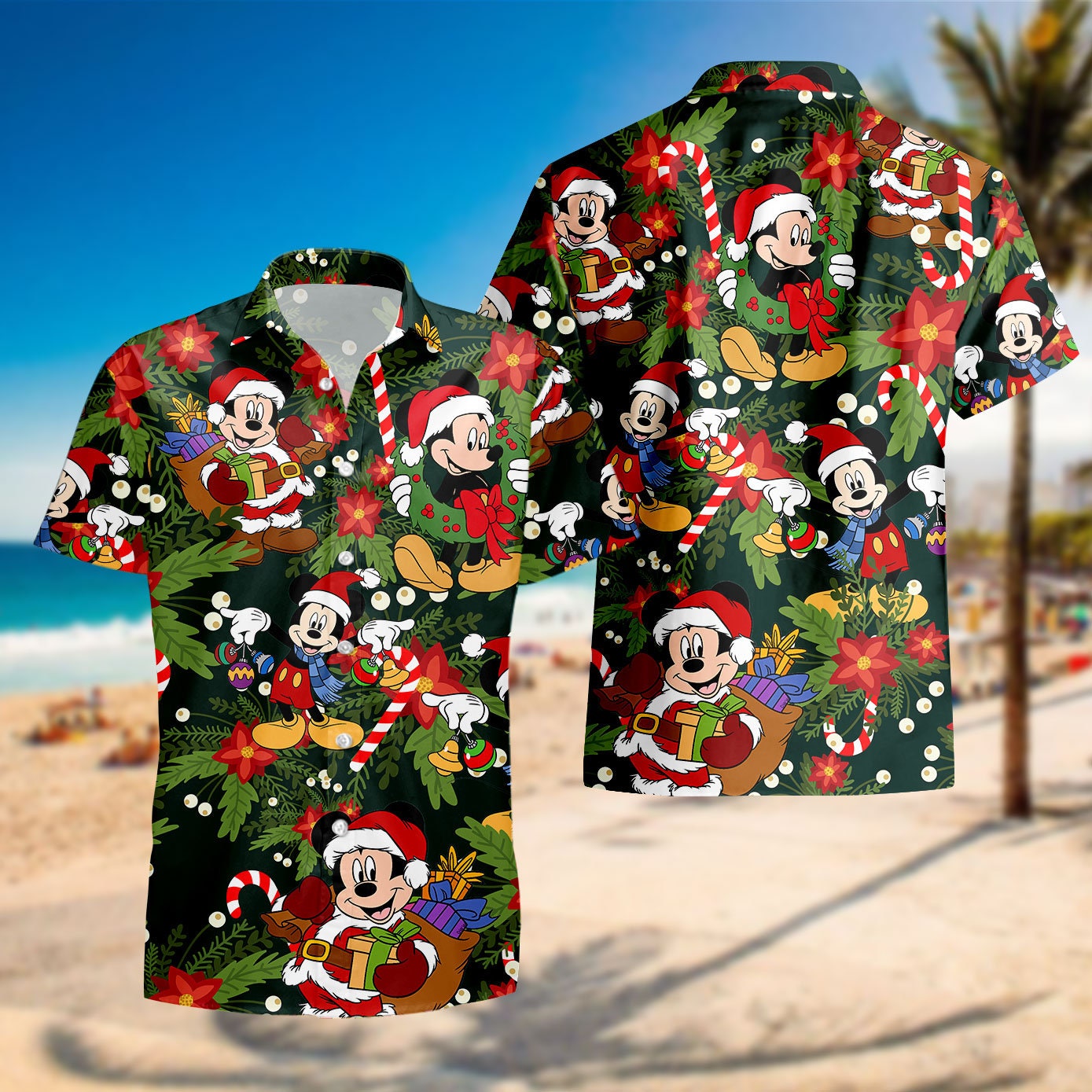 Discover Mickey Disney Christmas Hawaiian Shirt, Mickey Santa Shirt, Christmas Mickey Shirt