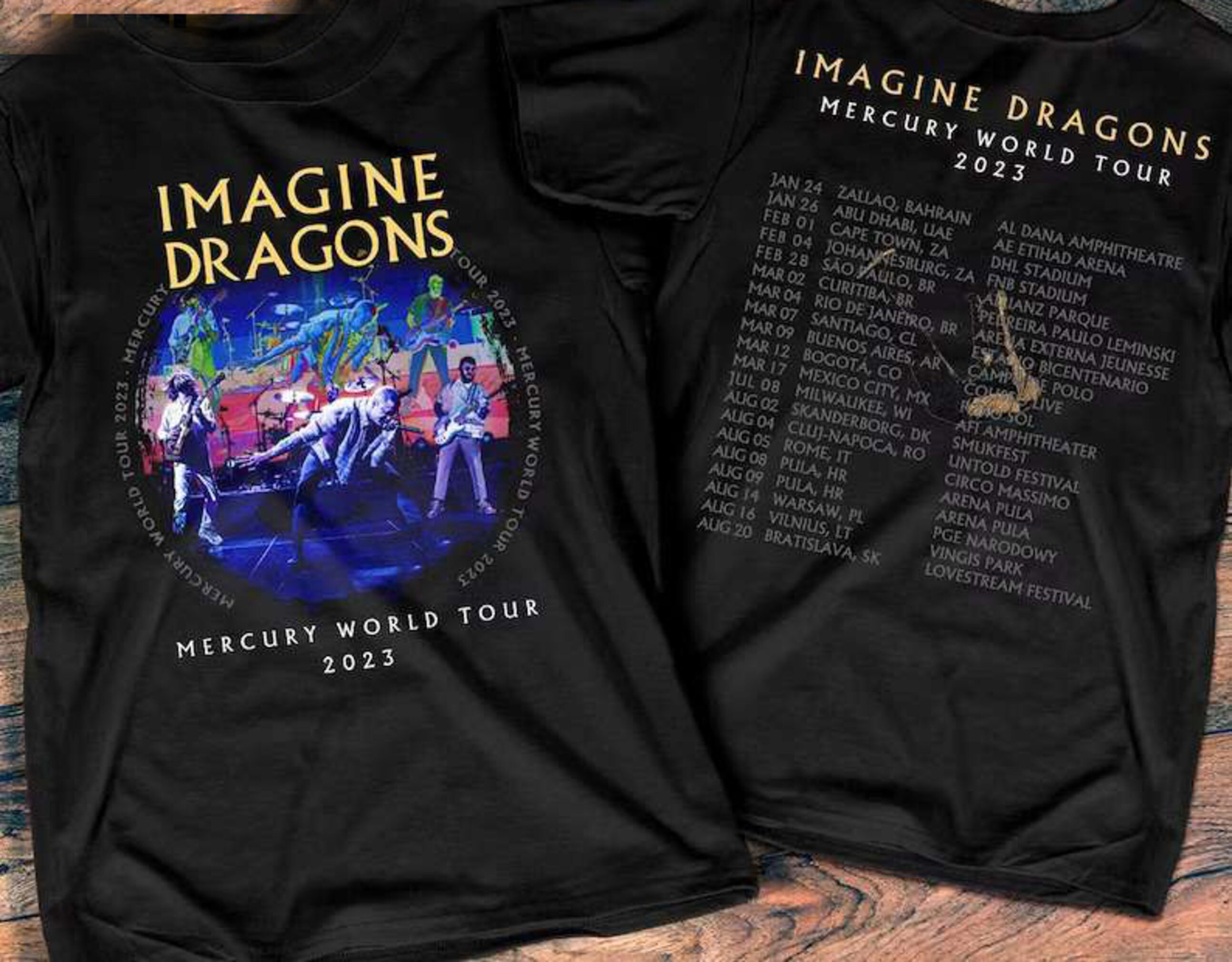 Imagine Dragons Mercury World Tour 2023 Tee, Band On Stage, Imagine