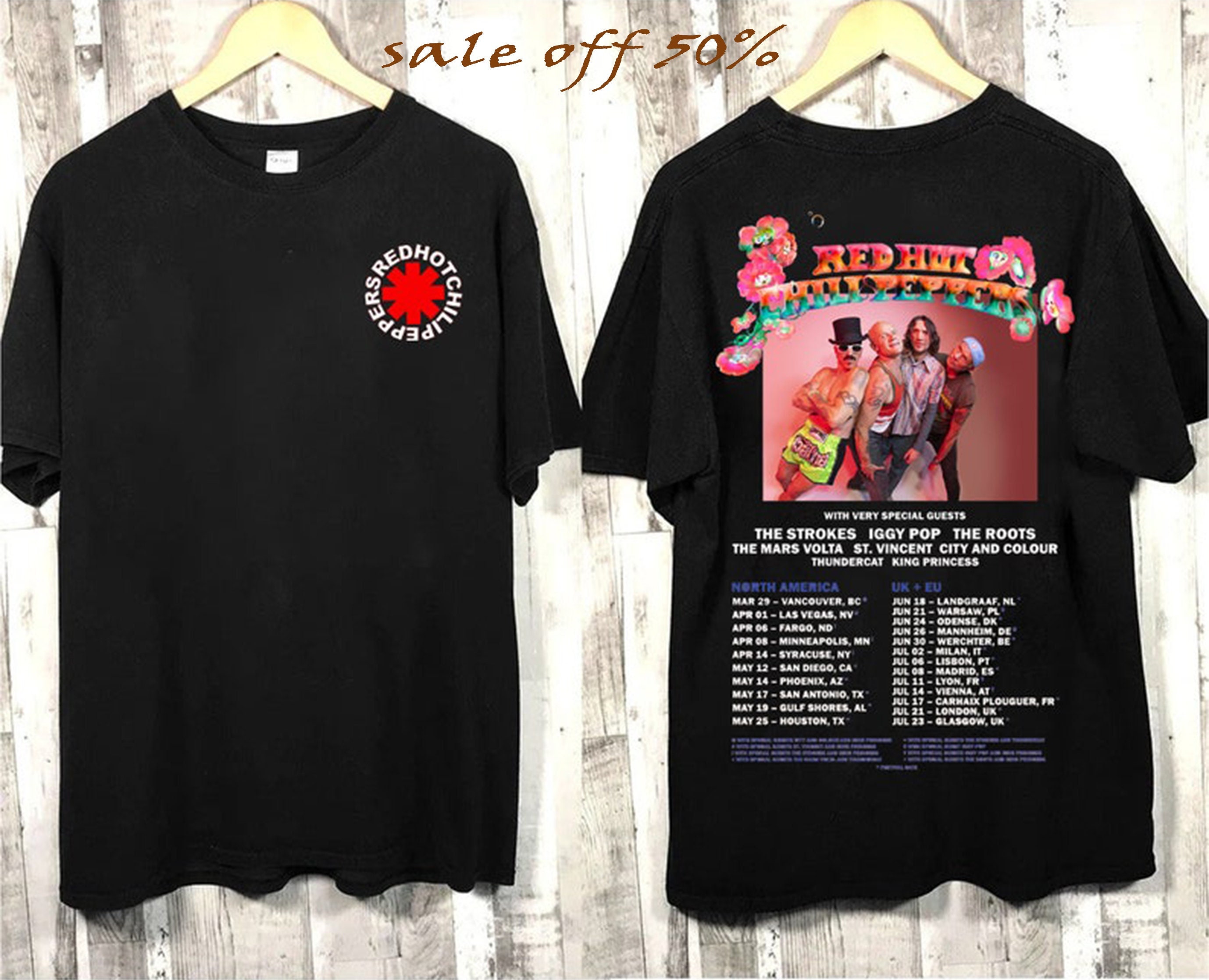 Discover Maglietta Stampa 2 Lati RHCP Red Hot Chili Peppers World Tour 2023 Shirt