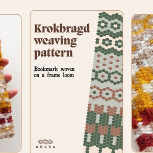 Krokbragd weaving pattern + guide - Bookmark woven on a frame loom -  Abstract design motifs - Downloadable PDF 39 pages handbook
