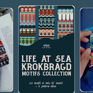 Krokbragd Motifs collection booklet: Life at Sea 20 motifs 2 patterns Downloadable PDF mini ebook English image 1