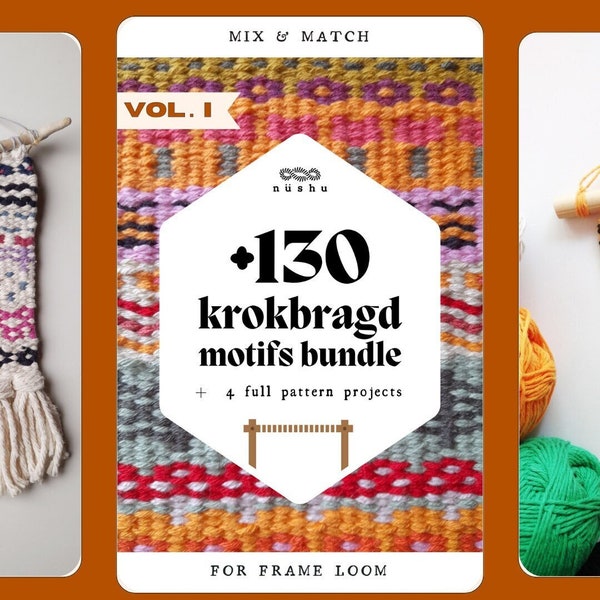 Krokbragd Ebook VOLUME I +130 motifs à mélanger et assortir + 4 projets de motifs complets pour le tissage sur métier à tisser PDF téléchargeable [ANGLAIS]