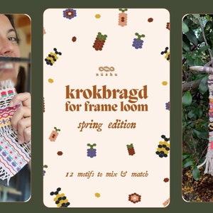 12 Krokbragd motifs to mix and match in frame loom weaving Spring Edition Handbook + 3 projects for weaving - Downloadable PDF [ENGLISH]